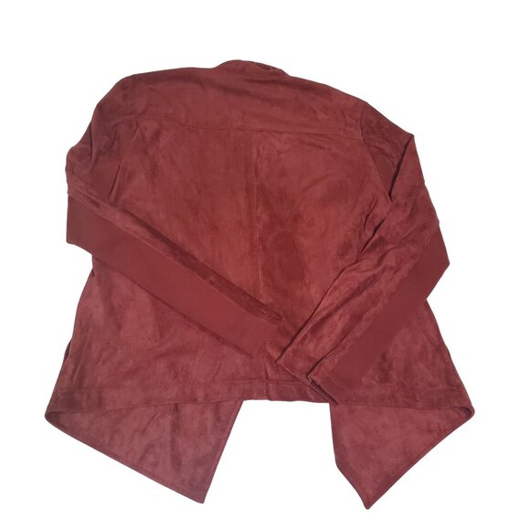 Bb Dakota womens Drape Front Pre Faux Suede Jacket Cherrywood size medium new - Picture 7 of 14